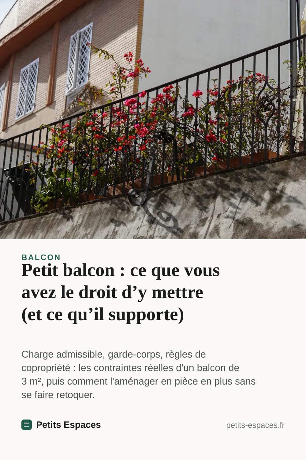 Petit balcon : ce que vous avez le droit d’y mettre (et ce qu’il supporte)